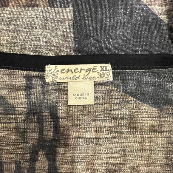 ENERGE WORLD WEAR Rhinestone Trim Top, Black/MultiPrint - XL - Picture 7 of 9